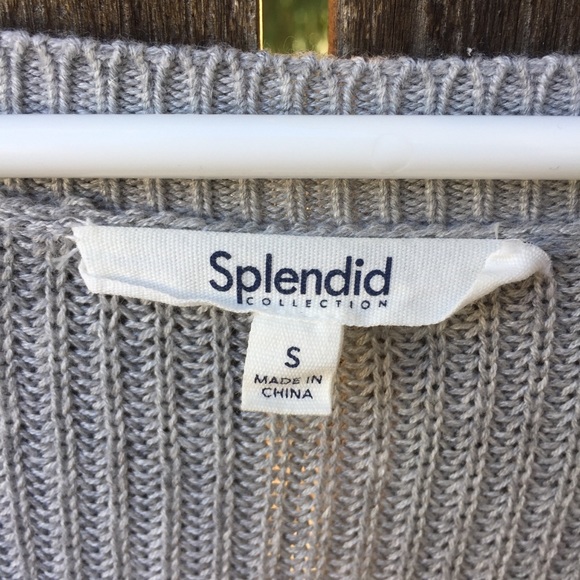 Splendid Cashmere Viscose Blend Ribbed V-neck Color Block Oversized Sweater Sz S - Picture 4 of 11